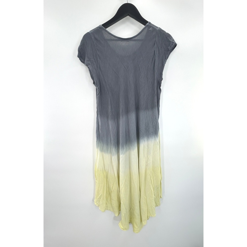 Exist Womens One Size Gray Yellow Ombre Palm Tree Sharkbite Hem Boho Dress - Picture 3 of 6